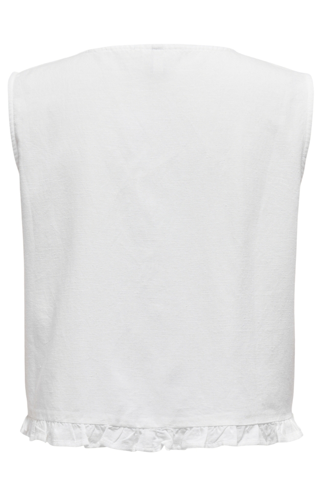 ONLJAKIRI LINEN S/L EMB VEST PTM 15346503 BRIGHT WHITE